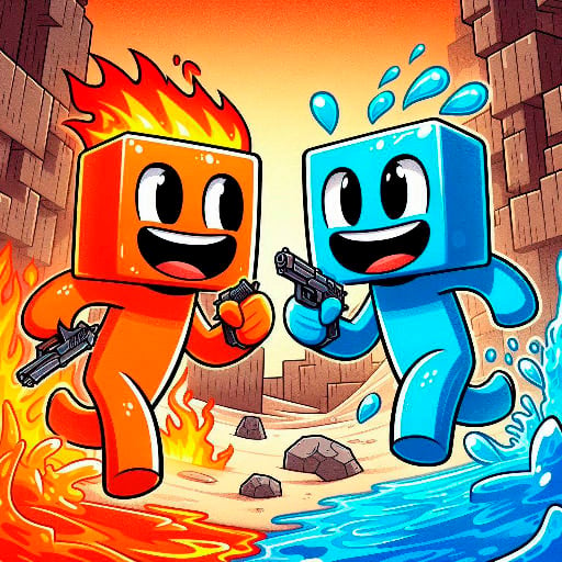 Fire and Water Blockman
							